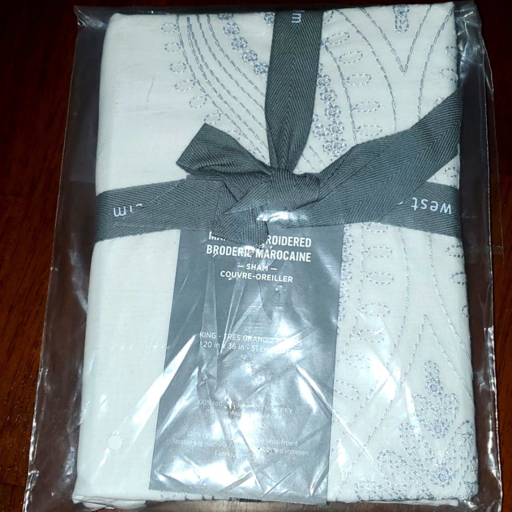 West Elm Maroc Embroidered  Broderie Marocaine Sham King Size